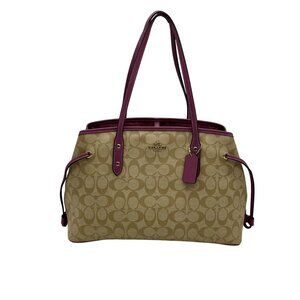 Coach Beige Monogram Canvas Shoulder Bag